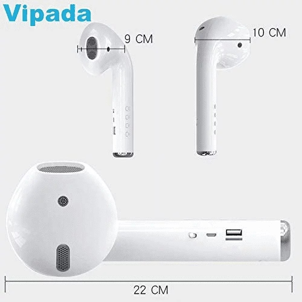 Giant Headset Speaker Wireless Bluetooth 5.0 3D Stereo Music Portable Giant Loudspeaker for Party, Travel, Indoor, Outdoor, w/Built-in Mic, TF Aux Cable and SD Card Slot(White)