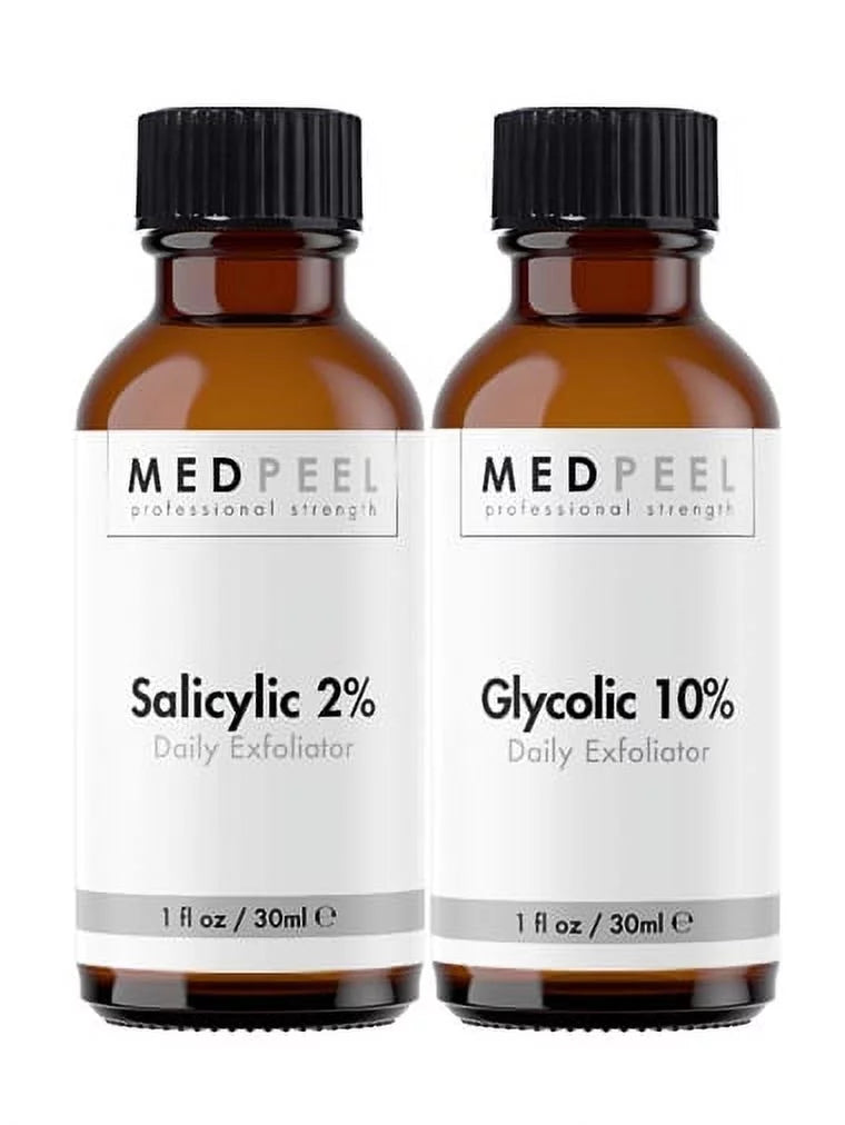 MedPeel Alpha Beta Daily Exfoliator Set - 2% Salicylic 1oz, 10% Glycolic 1oz