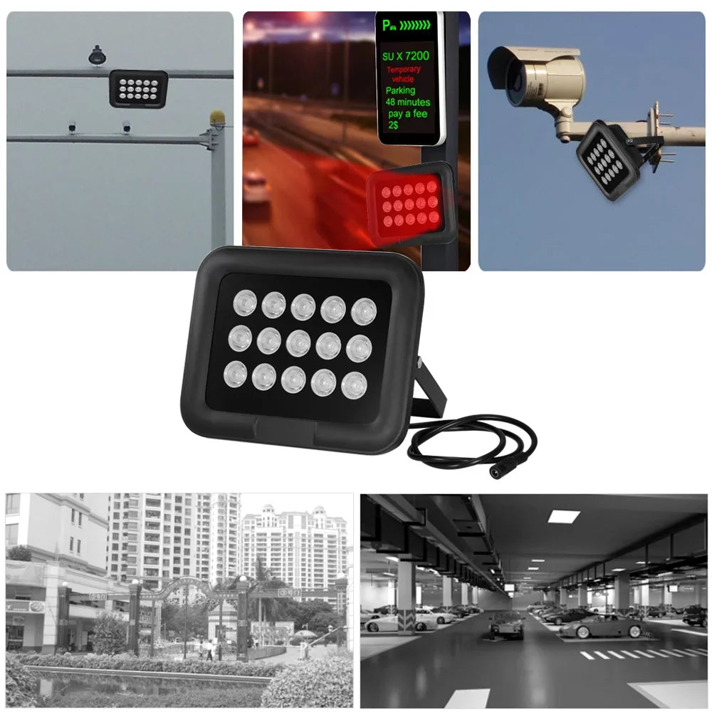 15pcs Array IR LEDS Infrared Illuminator, Wide Angle Long Range Night Vision, Outdoor Waterproof, Suitable for CCTV Cameras