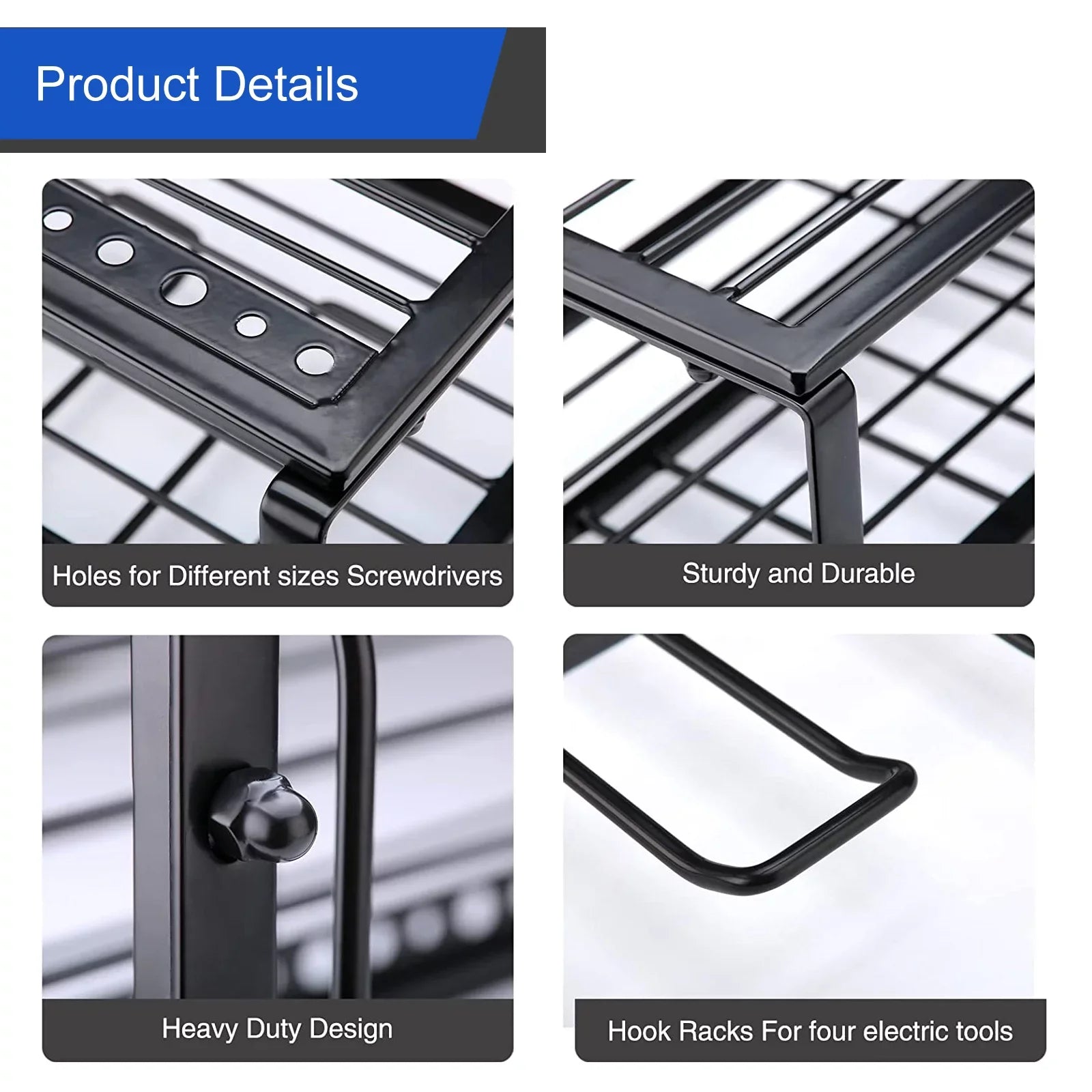 Power Tool Rack Organizer/Drill Tool Holder/Wall Mounted Power Tools Rack/Tool Shelf/Detachable Electric Drill Charging Station Drill
