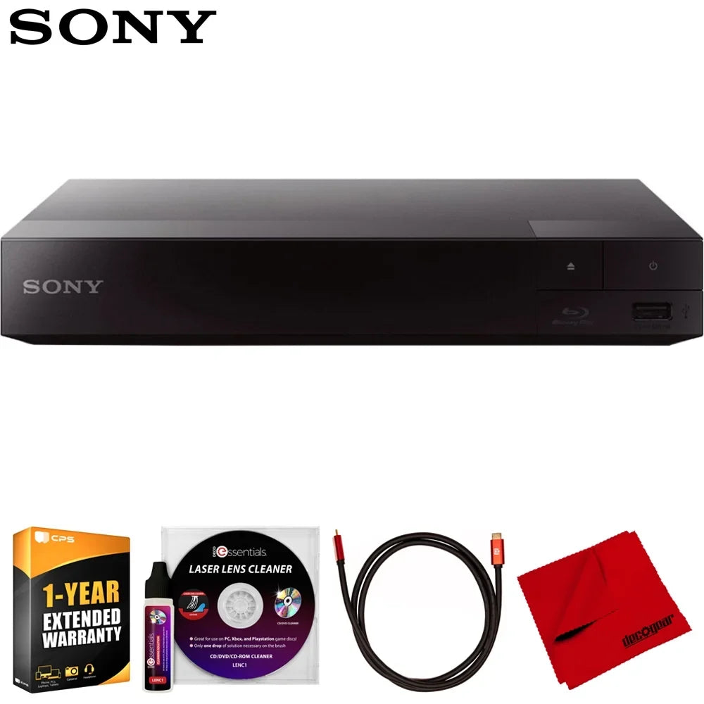 BDP-S1700 Streaming Blu-ray Disc Player Bundle with Deco Gear 6FT 4K HDMI Cable, Microfiber Cleaning Cloth, Deco Essentials Laser Lens Cleaner & 1 Year CPS Enhanced Protection Pack