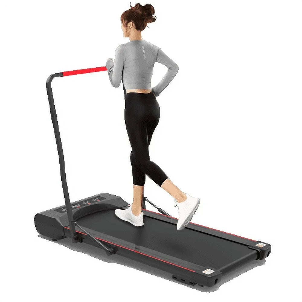 Under Desk Walking Pad Treadmill Foldable with Handlebar Remote Controll