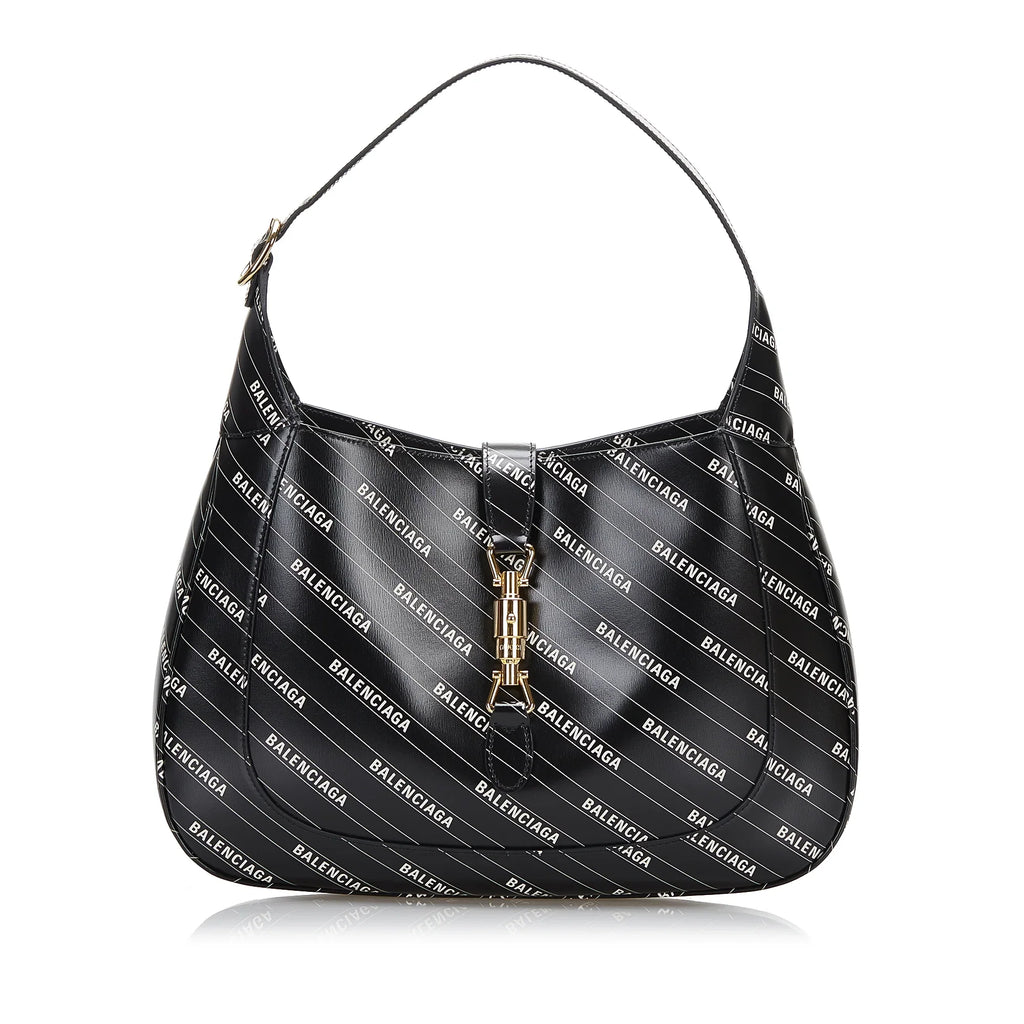 Pre-Owned Authenticated Gucci Hacker Project Jackie 1961 Calf Leather Black Satchel Unisex (Good)