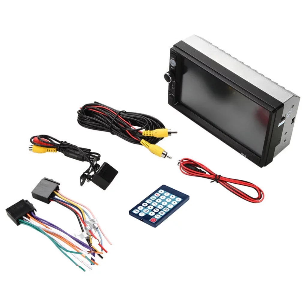 7" Double Din Radio Car Stereo Bluetooth HD Touch Screen with Reverse Camera And Mirror Link(Both Support Android and ios System)