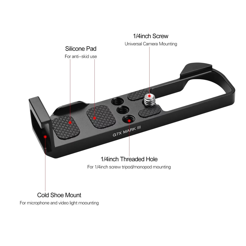 Suzicca Camera Quick Release L Mount PLatitudee with Cold Shoe 1/4 3/8 Threaded Holes Wrenches Replacement for  G7X Mark III Camera Accessories