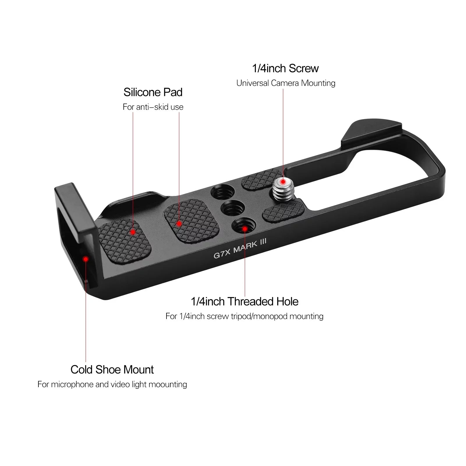 Suzicca Camera Quick Release L Mount PLatitudee with Cold Shoe 1/4 3/8 Threaded Holes Wrenches Replacement for  G7X Mark III Camera Accessories