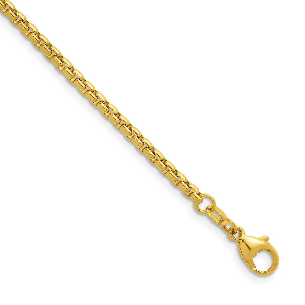 Auriga Fine Jewelry 14K Yellow Gold Polished 2.7mm Solid Round Box 7.5 Inch Chain Bracelet for Women
