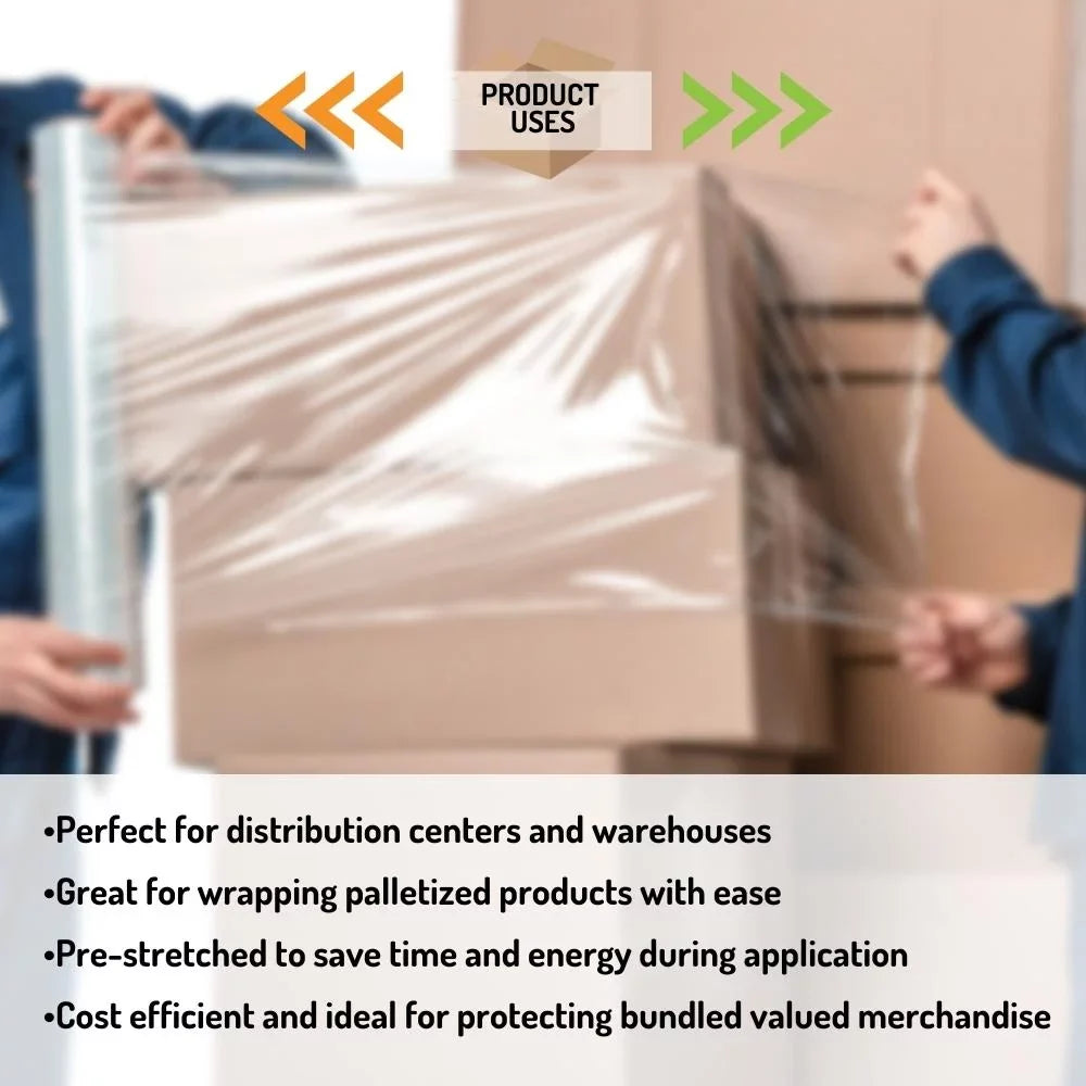SSBM 15" x 1476' 3" Core Plastic Film Pre-Stretch Hand Shrink Wrap for Warehouse, Wrapping Pallets, Bundling Merchandise, 30 Gauge, Clear, 256 Rolls