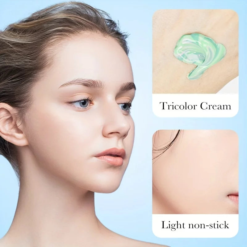 Tri-Color Barrier Cream: Natural Nude Makeup Primer for Skin Tone Rejuvenation & Refreshing Moisturizing