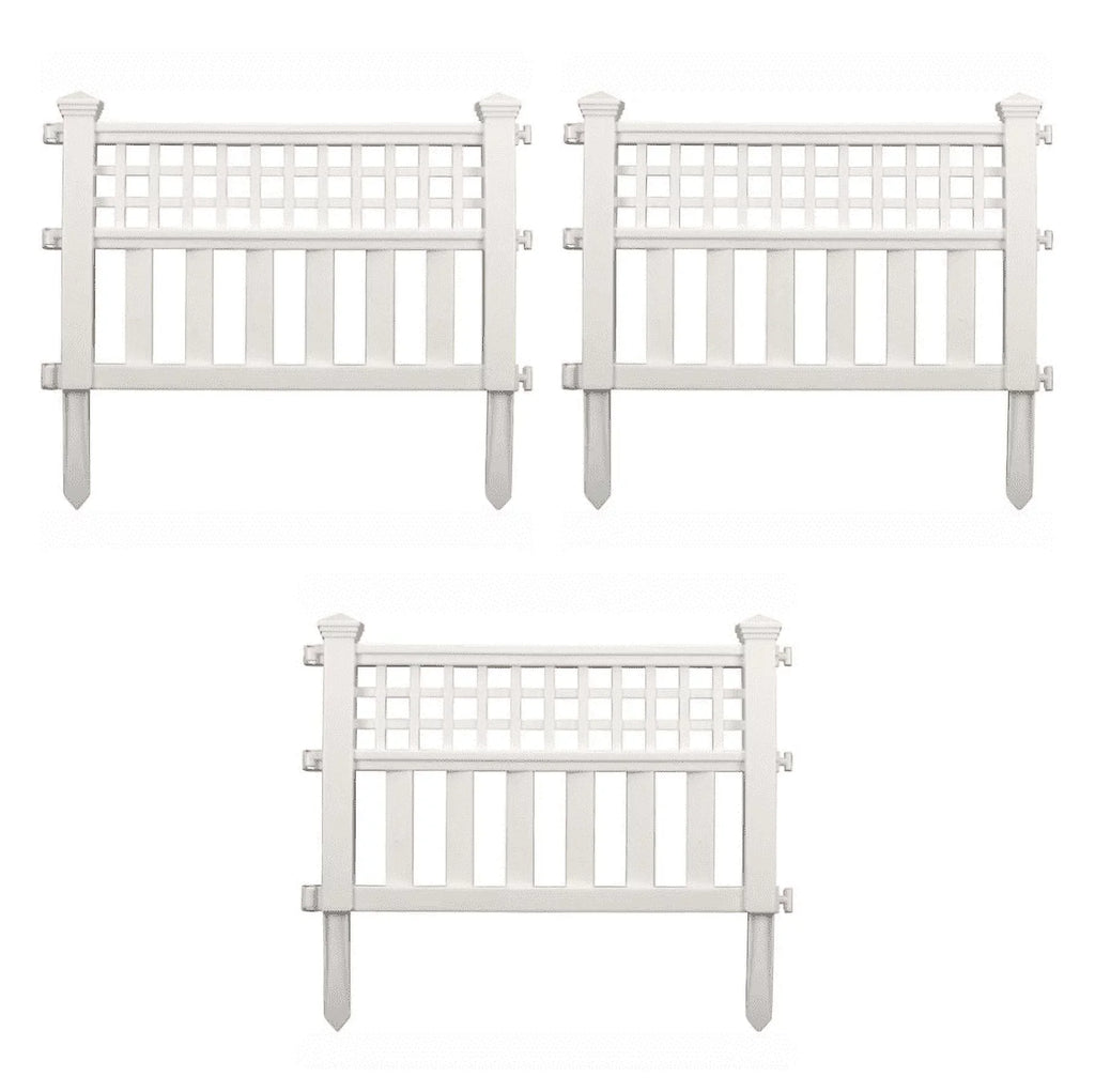 Suncast Outdoor Garden Grand View Fence Border Panels, 3-Pack, White