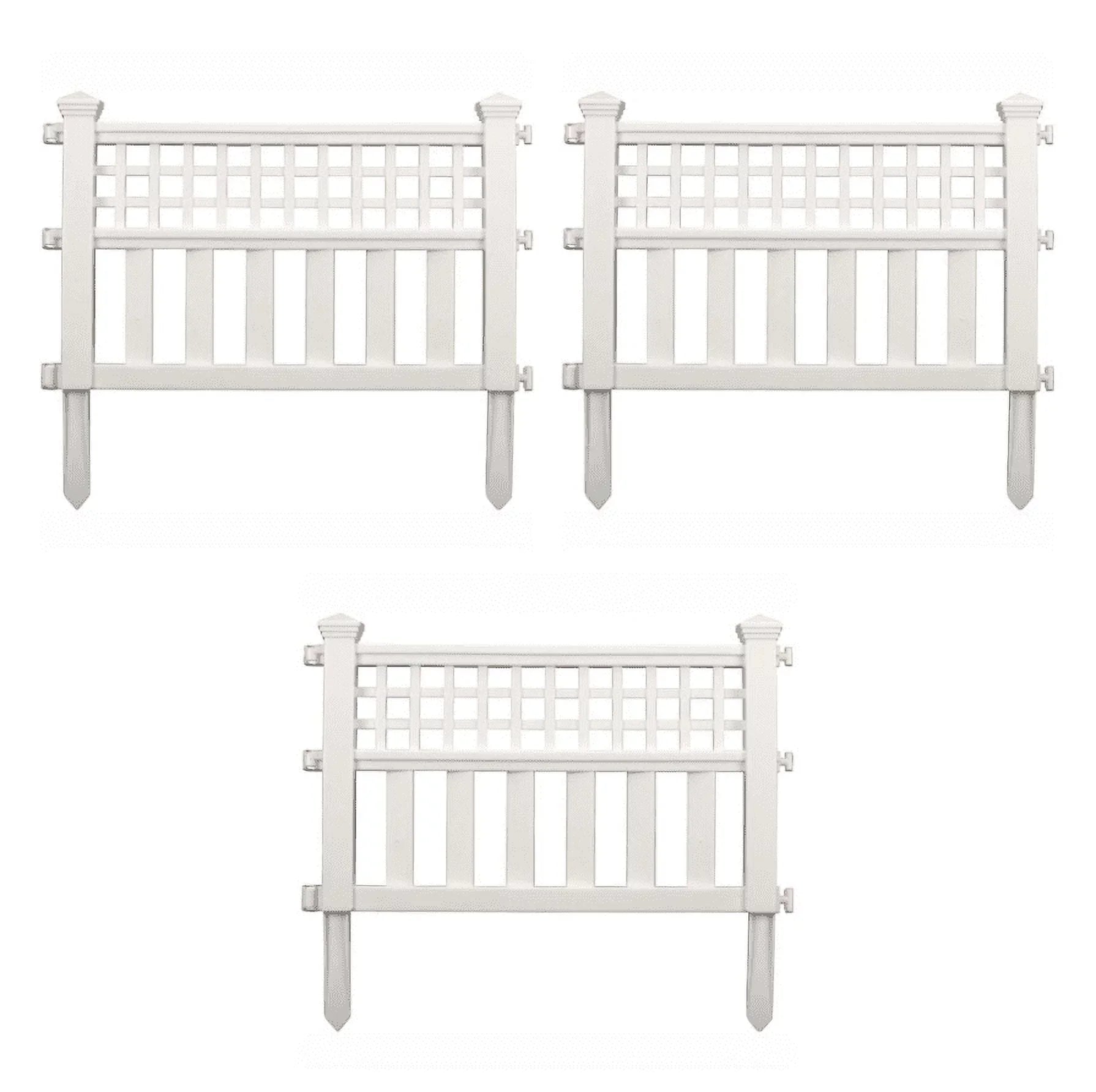 Suncast Outdoor Garden Grand View Fence Border Panels, 3-Pack, White
