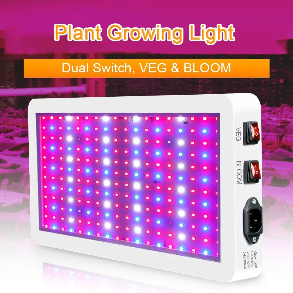 Gecheer 2000W  Grow  for Indoor Plants 312 LEDs Full Spectrum Veg and Bloom Dual Switch IP65 Waterproof Hanging Plant Growing Lamps for Seedlings Flowers Greenhouse