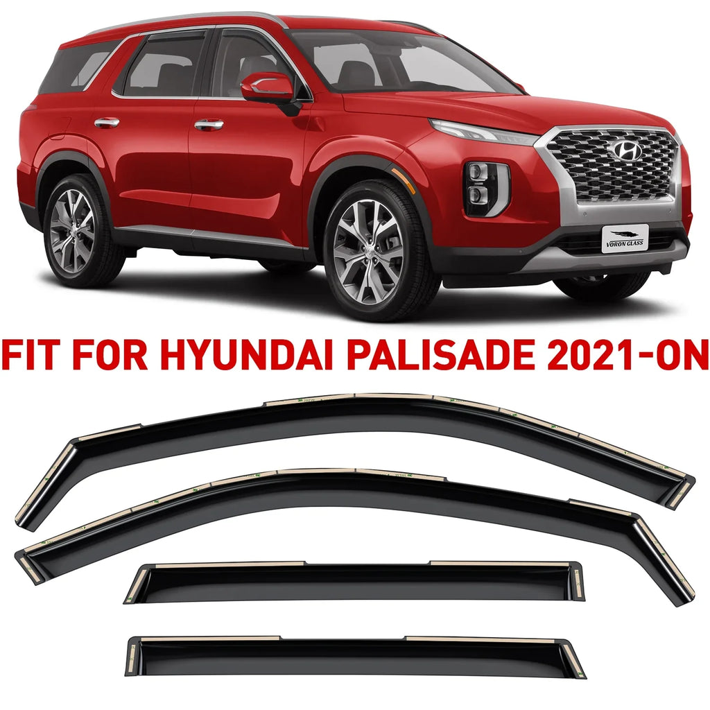 Voron Glass in-Channel Extra Durable Rain Guards for Hyundai Palisade 2021-2024, Window Deflectors, Vent Window Visors, 4 Pieces - 220240