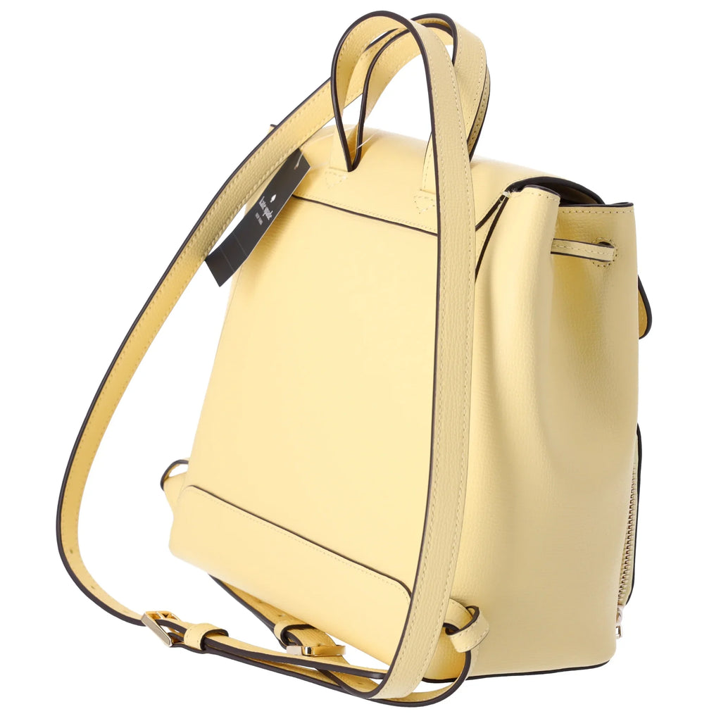 Kate Spade Kristi Refined Grain Leather Medium Flap Backpack Butter Yellow