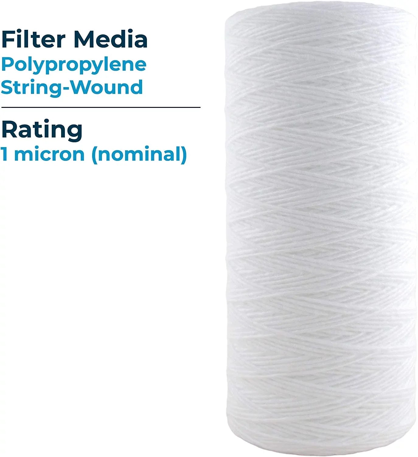 SpiroPure SP-WP1-BB 10x4.5 1 Micron String-Wound Polypropylene Water Filter Cartridge SWC-45-1001 WP1BB97P 355213-43 (Case of 8)