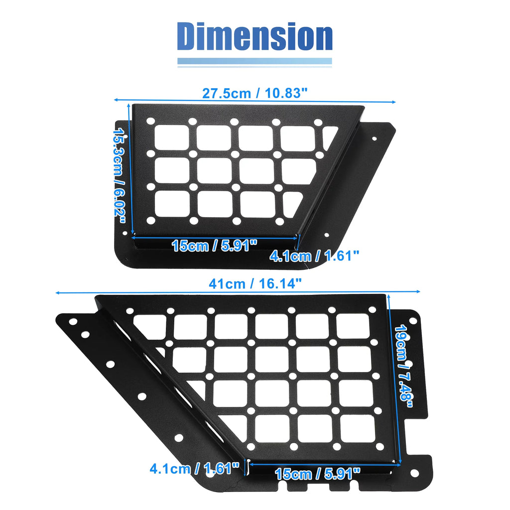Unique Bargains 1Set Rear Door Net Pocket Storage Box Organizer Tray for Ford Bronco 2021 Metal Black
