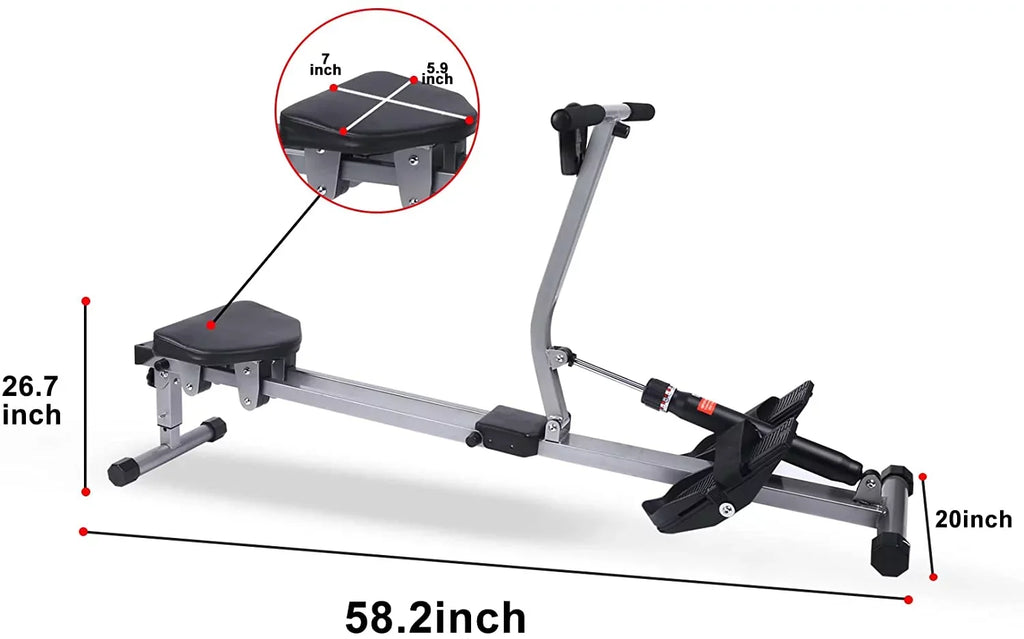 YSSOA Fitness Rowing Machine Rower Ergometer, Digital Monitor and 260 lbs of Maximum Load, Black