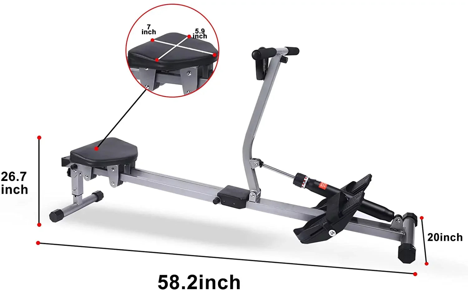 YSSOA Fitness Rowing Machine Rower Ergometer, Digital Monitor and 260 lbs of Maximum Load, Black