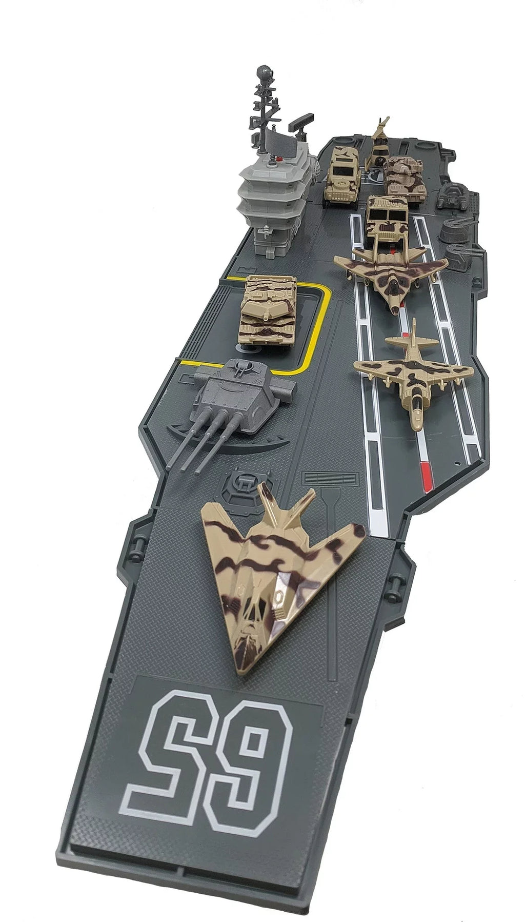 31 Inch Toy Aircraft Carrier with Sound Effects Military Vehicles and 6 Drones