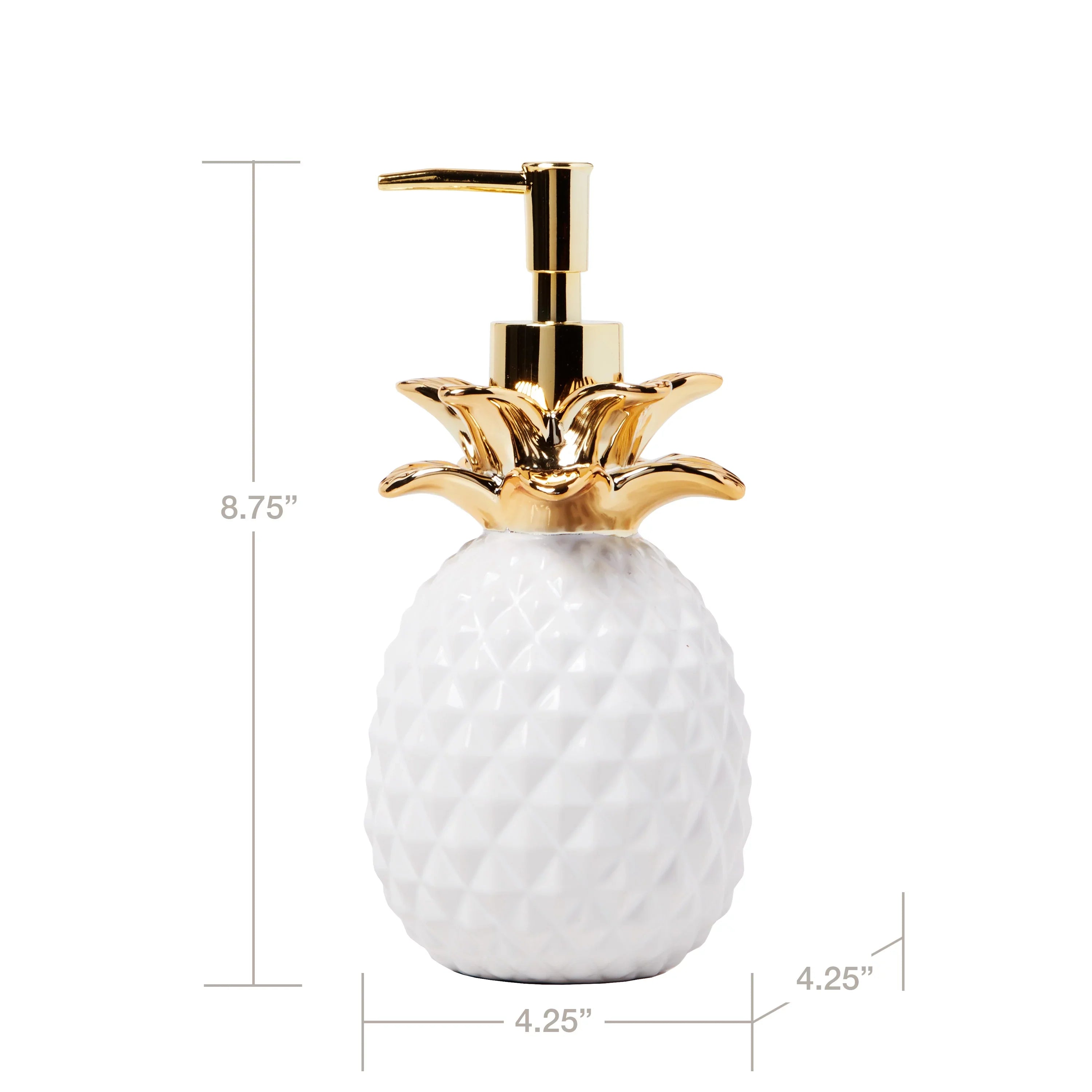 SKL Home Gilded Pineapple Lotion/Soap dispenser, Gold, 14 oz.