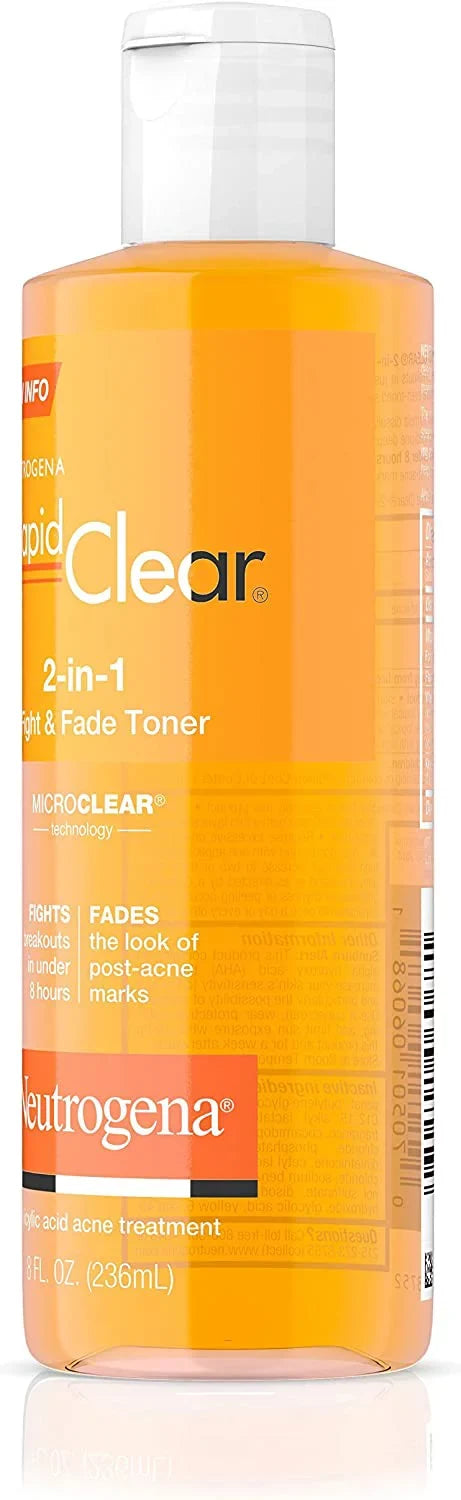Neutrogena Rapid Clear 2-in-1 Fight & Fade Toner 8 oz (Pack of 2)