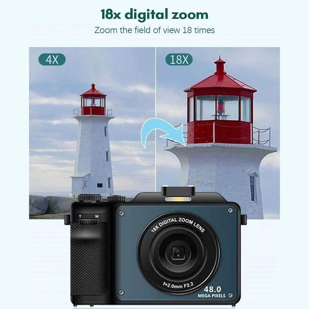 Spirastell Digital Camera,Battery Camera Mount 48MP Dual Lenses Portable Camera 4K Auto Mount 1/4in 48MP 4K Video Camera Dual Lenses 18X  Dete Lanya QISUO camera 3.0-inch Festival