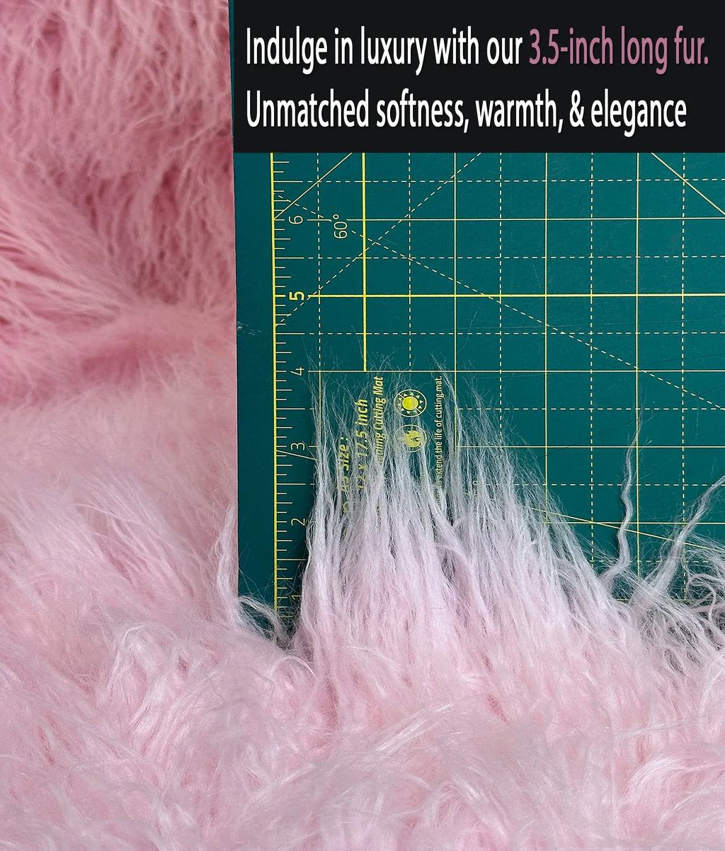 Faux Fake CURLY Yak FUR 3.5" LONG Pile Japanese Fire Retardant Yarn 2.3oz Per Yard / Craft, Sewing Cosplay 58" Wide Sold by Continuous Yard (Pink)
