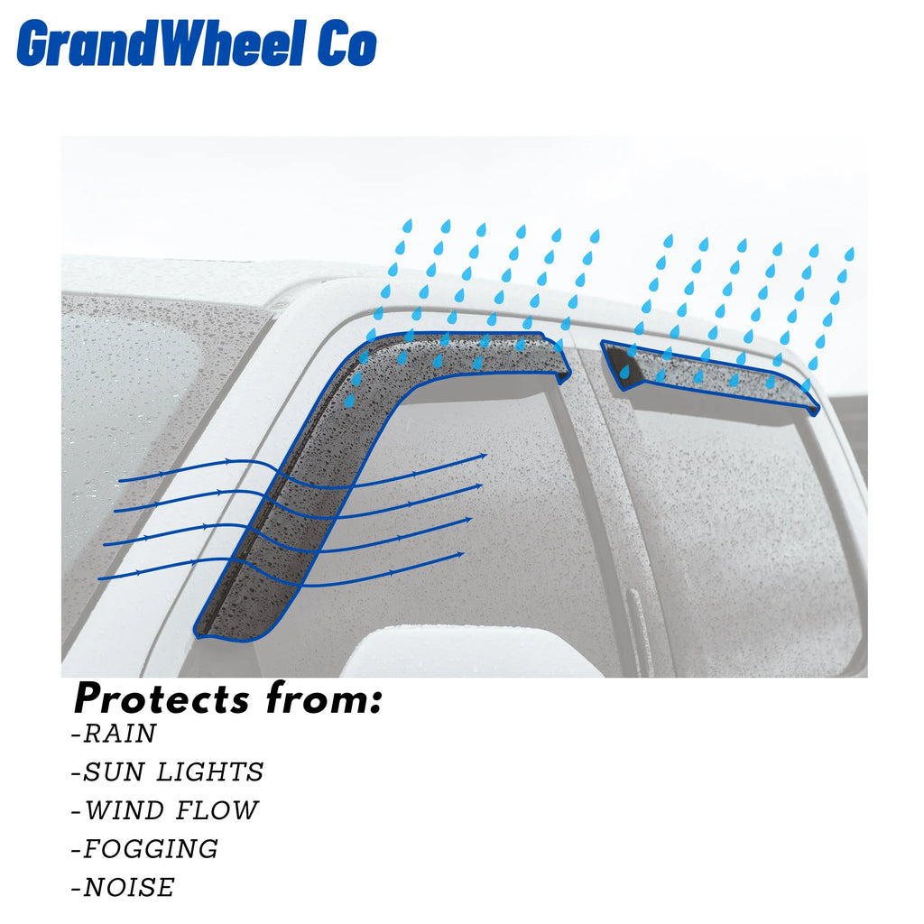 GrandWheel Co Smoke Tinted Tape-On Side Window Vent Visor Deflectors Rain Guards Compatible with Nissan Rogue 2021-2024 - 6pcs. GW0299