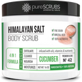 pureSCRUBS Premium Pink Himalayan Salt Body Scrub Set- Large 16oz CUCUMBER BODY SCRUB - Infpre-owned With Organic Essential Oils & Nutrients + FREE Wooden Spoon, Loofah & Mini Exfoliating Bar Soap