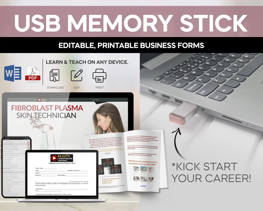 Beauty Career Academy: Small Pores, Large Pores, Face Pores, Fibroblast Training Manual, USB [Online Activation Code]