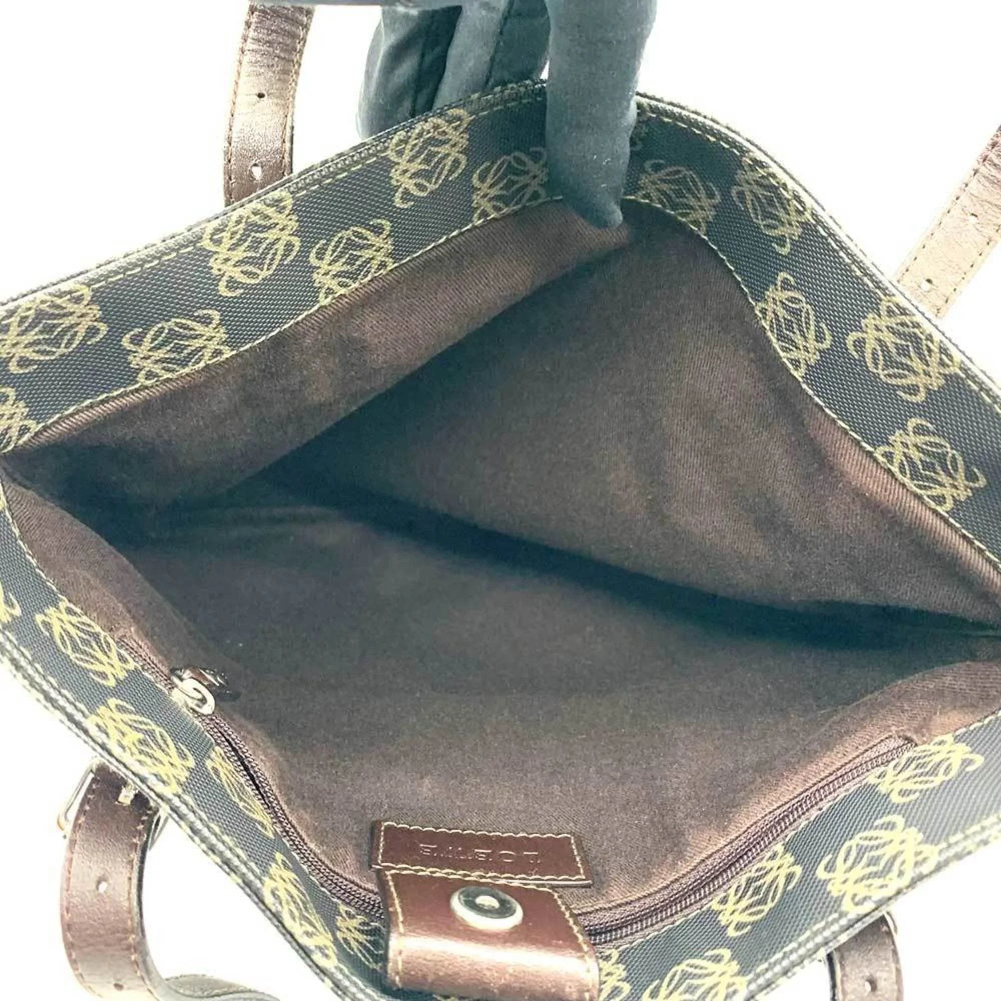 Pre-Owned LOEWE Anagram Tote Bag Gray x Brown (Good)