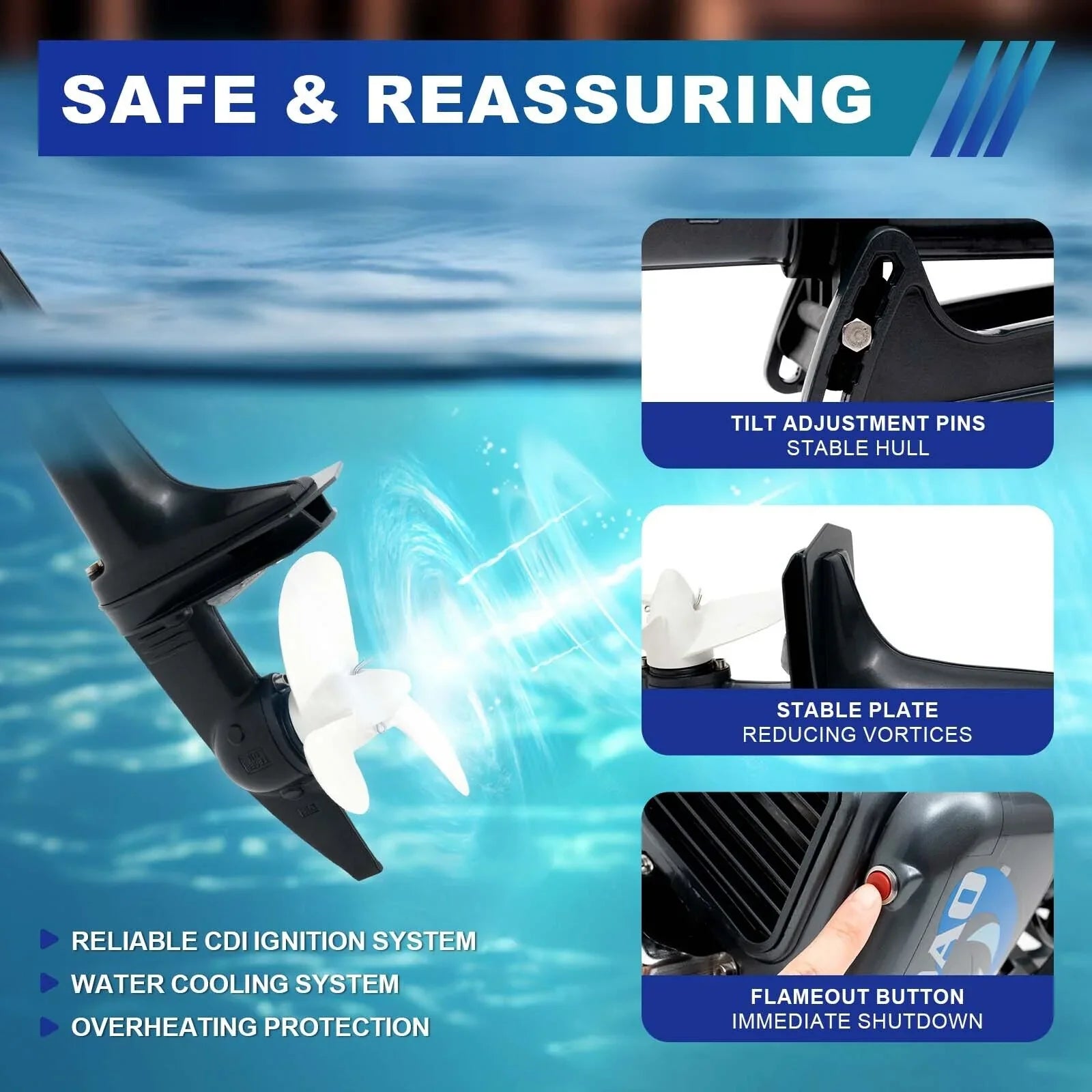Heavy Duty 3.5 2 Stroke Outboard Engine Motor Boat Engine Water Cooling System