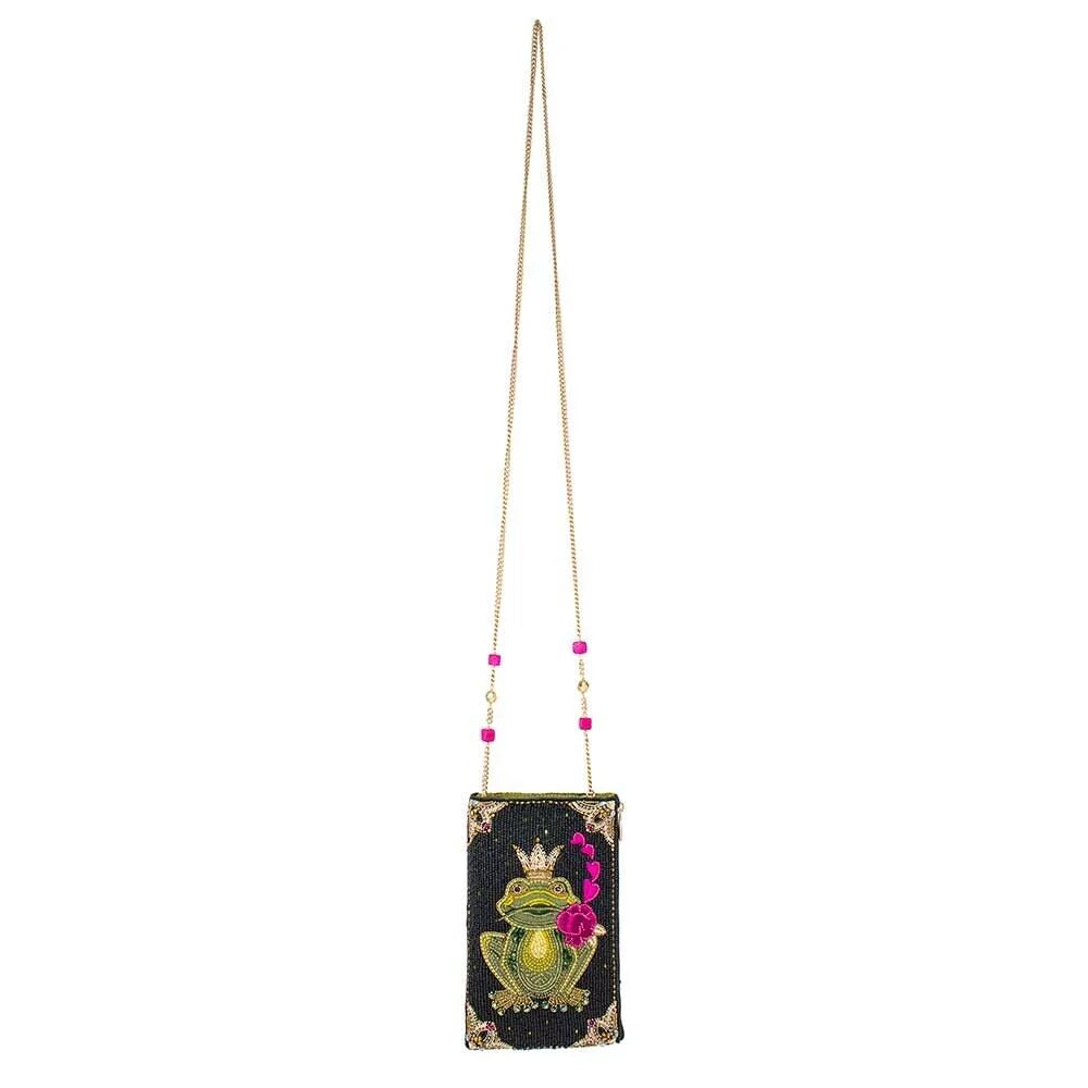 Mary Frances Kiss Me Beaded Frog Prince Crossbody Phone Bag Multi Handbag New