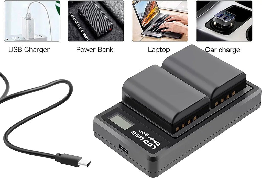 2-Pack BLX-1 Rechargeable Battery and Dual Battery Charge Station for Olympus OM System OM-1 Camera [7.2V/2000mAh]