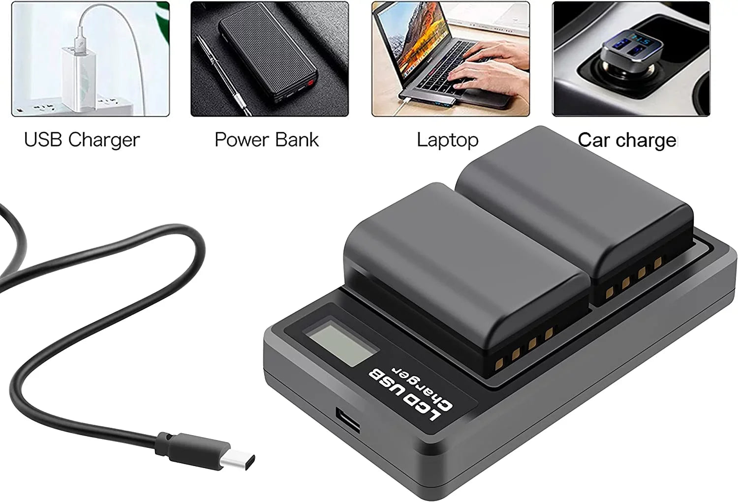 2-Pack BLX-1 Rechargeable Battery and Dual Battery Charge Station for Olympus OM System OM-1 Camera [7.2V/2000mAh]