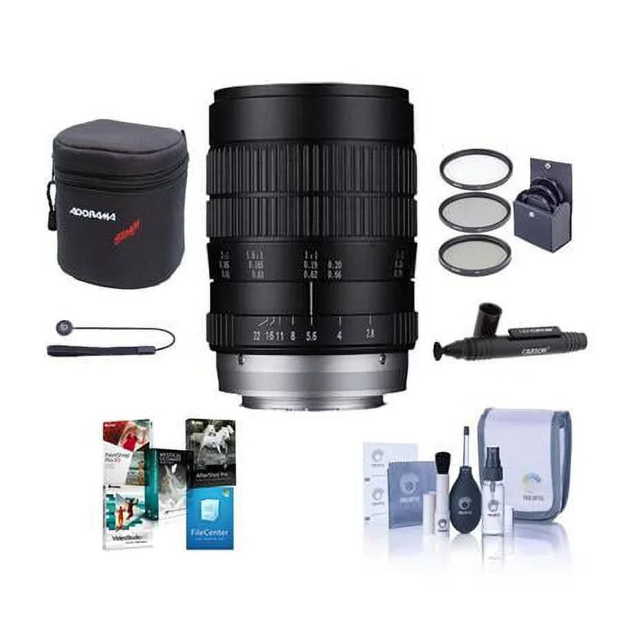 Laowa 60mm f/2.8 2X Ultra Macro Lens for  E, Bundle with ProOptic 62mm Filter Kit, Cleaning Kit, Software Kit, Lens Cap Tether, Lens Cleaner