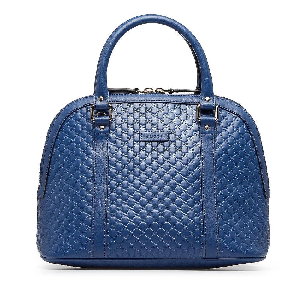 Pre-Owned Authenticated Gucci Medium Microguccissima Dome Satchel Calf Leather Blue Unisex (Good)