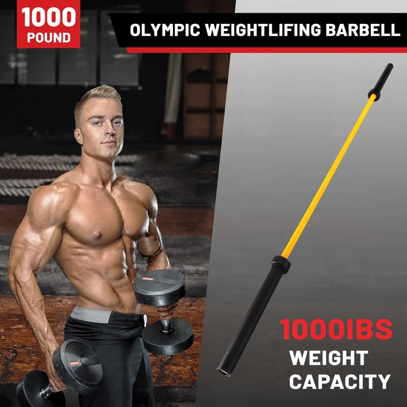 Olympic Bar Solid Chrome Barbell Weights Lifting Power Lifting Yellow Hard Chrome Barbells,1000 POUND