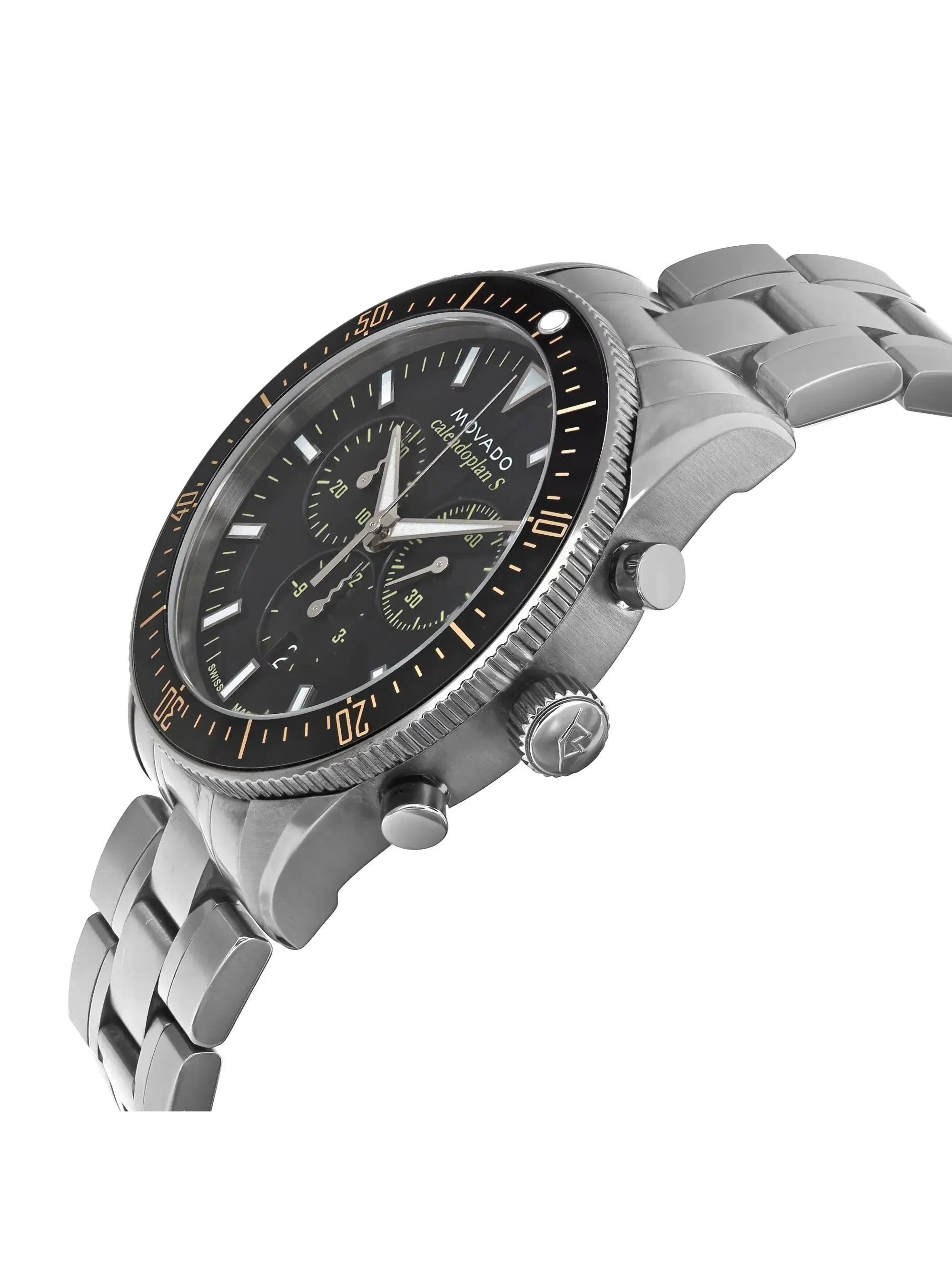 Pre-owned Movado Heritage 42mm Chronograph Steel Quartz Men Watch 3650102 (Good)