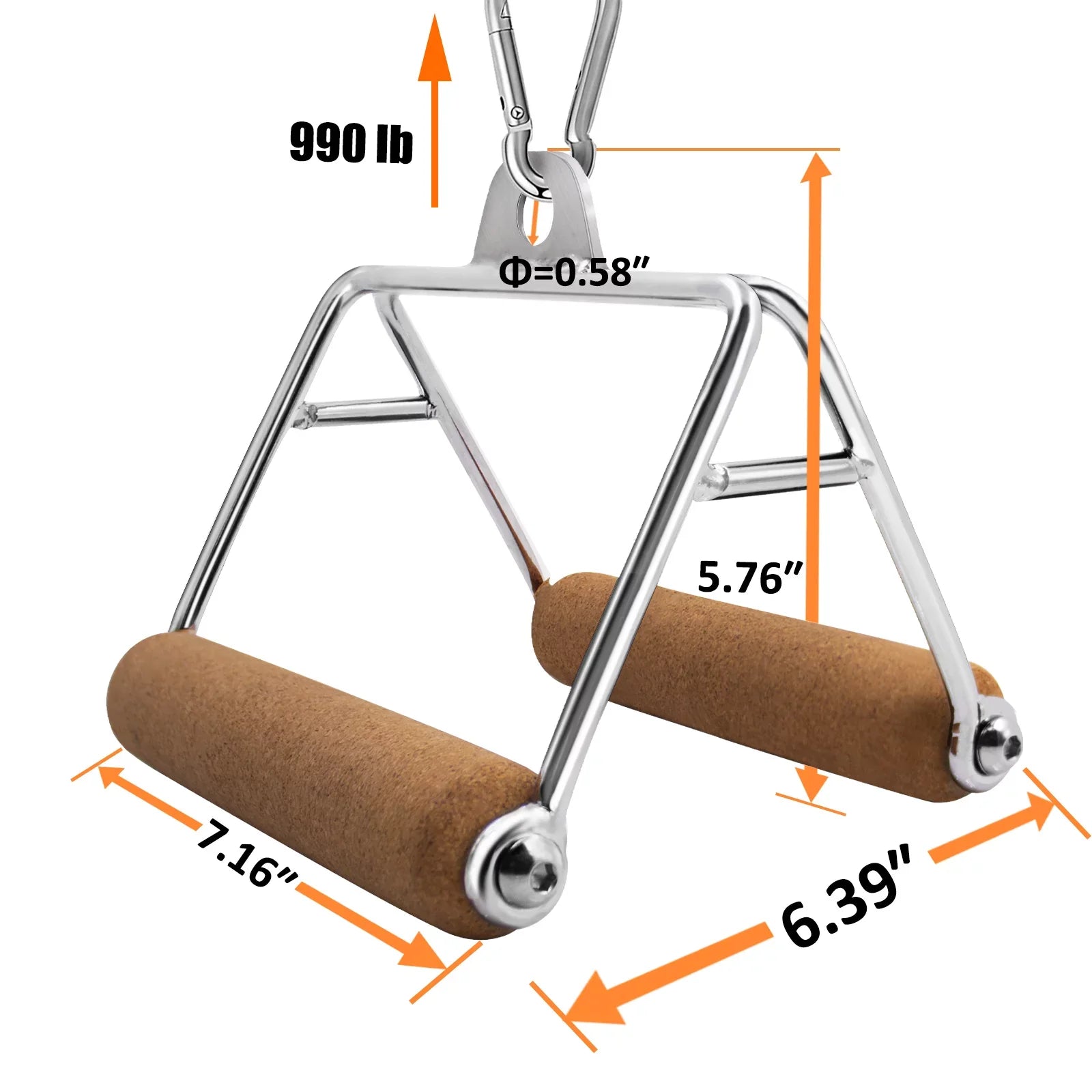 Ymam.Light V Row Double D Handles, Tight Grip Row Handle, Pulldown Handle Attachment Natural Cork Handles Non-Slip For Home Gym Cable Machine