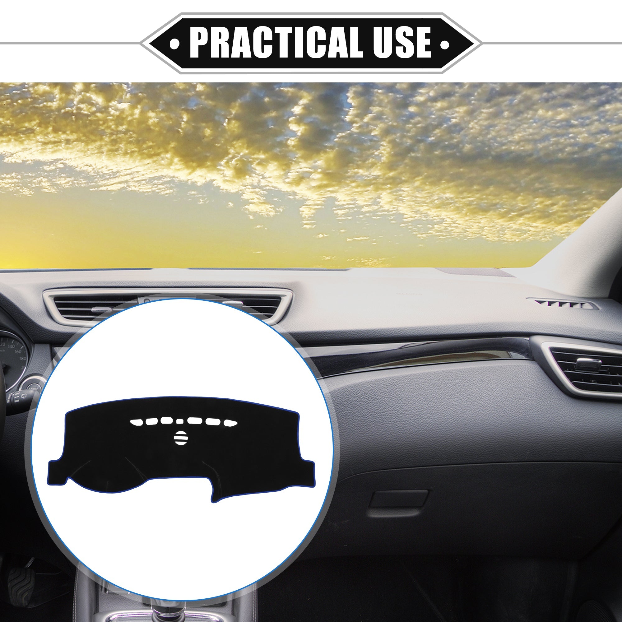 Unique Bargains Car Center Console Dashboard Cover Mat Compatible for Ford Fusion 2013-2021 Protective Polyester Blue