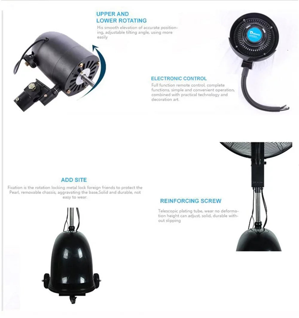 TECHTONGDA Industrial Spray Electric Fan Dust Removal Humidification Floor Fan 30"