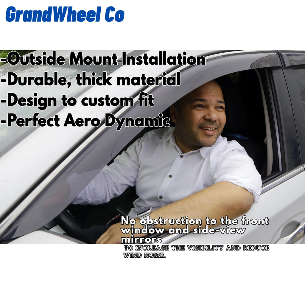 GrandWheel Co Smoke Tinted Tape-On Side Window Vent Visor Deflectors Rain Guards Compatible with Nissan Rogue 2021-2024 - 6pcs. GW0299