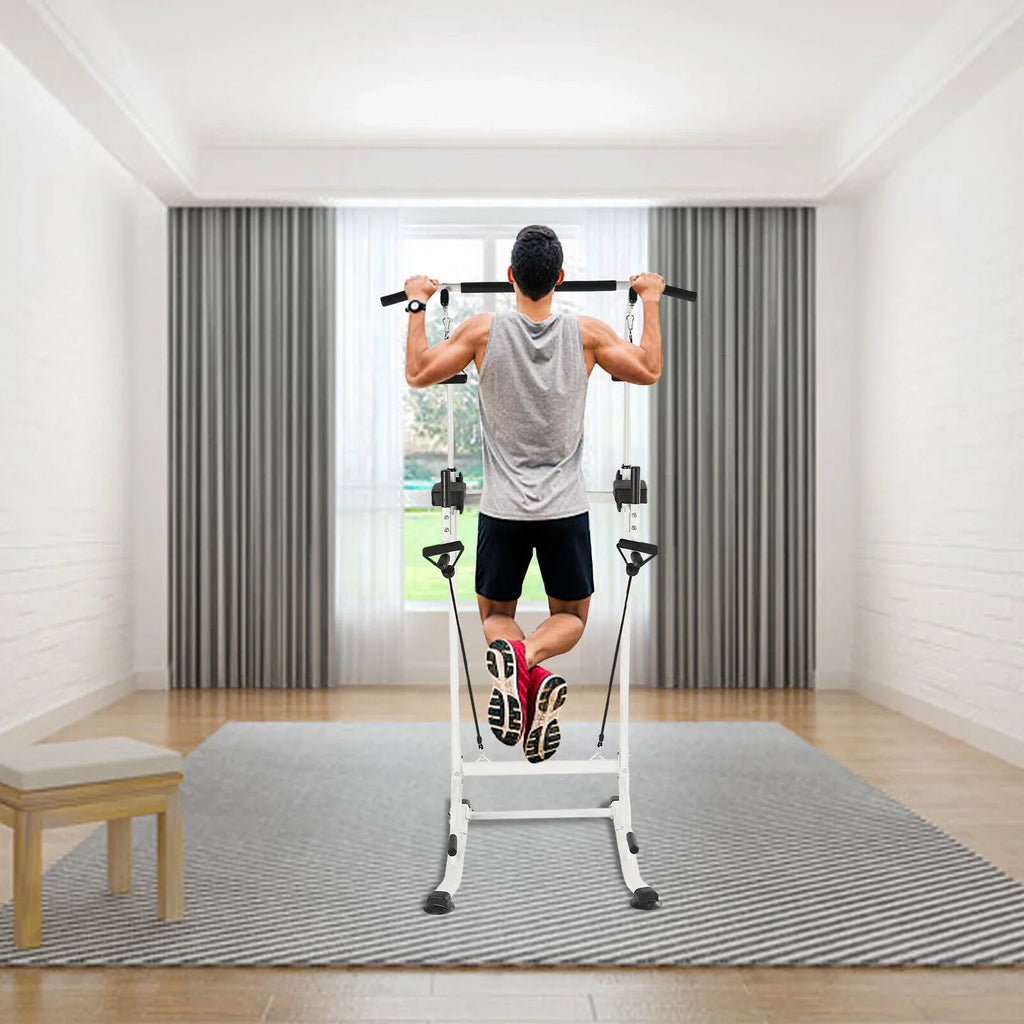 Home Gym Power Tower Dip Station Chin Up Bar Power Tower Pull Push Home Gym Black Adjustable Height
