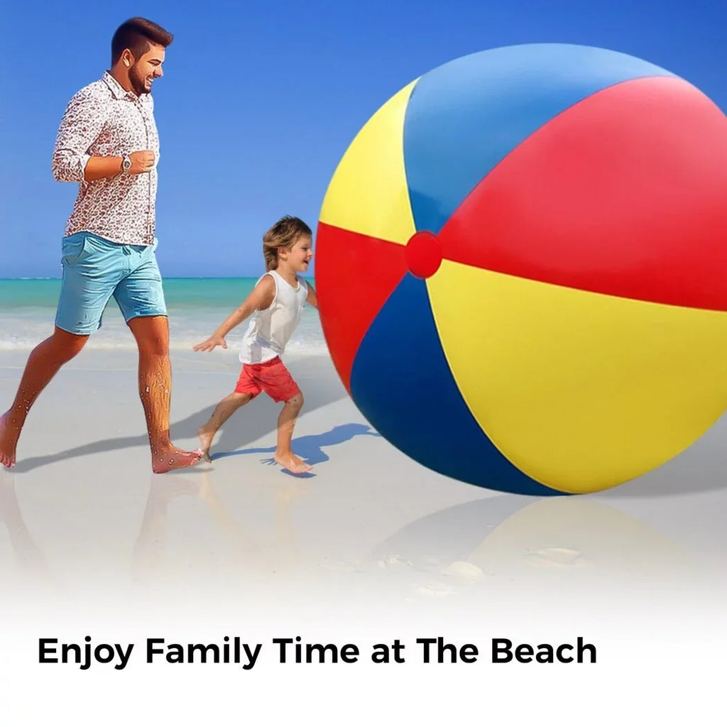 Giant InfLatitudeable Beach Ball, Novelty Pool Toy for Kids Toddlers Adults, Jumbo Size 59 Inches, Huge Swimming Pool Ball for Games, Foldable Beach Ball in Mixed Blue Red Yellow