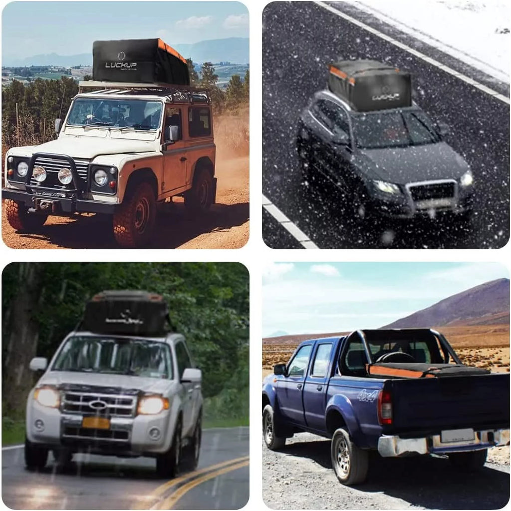 LUCKUP Roof Rack Car Cargo Carrier Bag,18.5 Cubic Ft Rooftop Box, Waterproof &Durable with Anti-Slip Mat, Heavy Duty Wide Straps and Buckles, Compatible for All Car Models (Black & Orange)