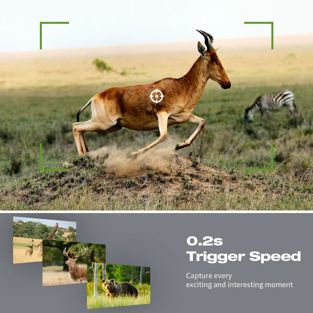 CAMPARK WiFi Trail Game Camera 4K 42MP Bluetooth Hunting Deer Camera with 3PIR Sensor Infrared Night Vision Waterproof IP66 0.2s Trigger 2.4" LCD Trail Cam for Wildlife Monitoring