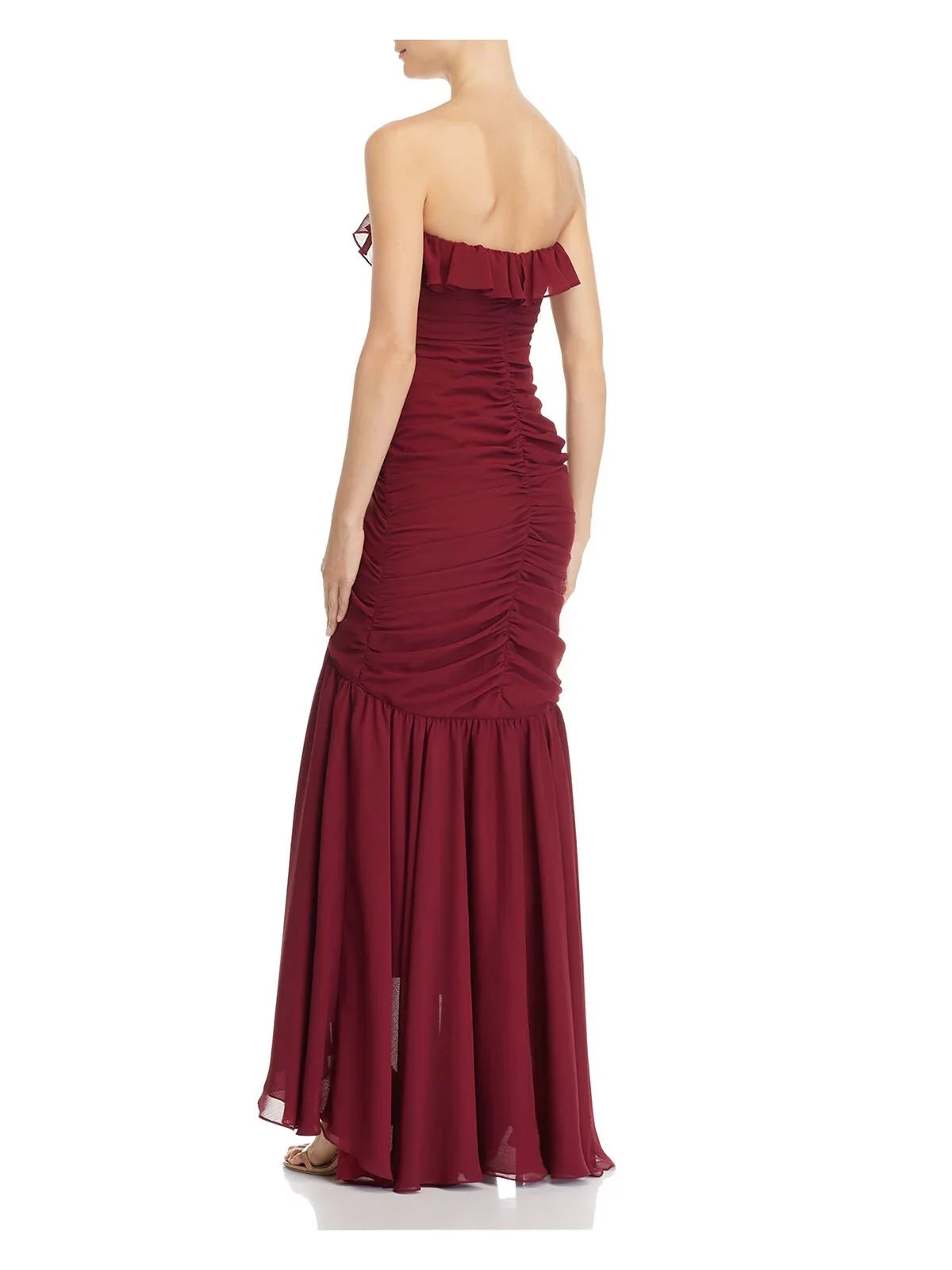 JILL STUART Womens Burgundy Sweetheart Neckline Full-Length Evening Hi-Lo Dress 2