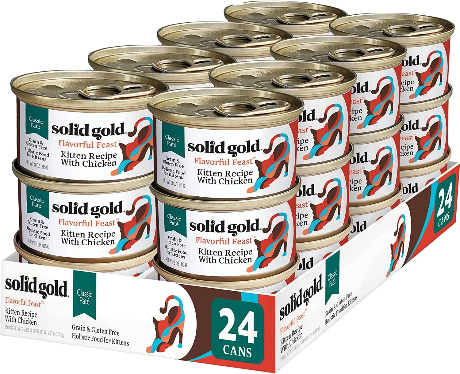 Solid Gold Wet Kitten Food Pate - Made with Real Chicken for Kittens - High Protein Grain Free Wet Cat Food for Healthy Digestion, Skin, Coat & Sensitive Stomach - 3oz (24 Count)