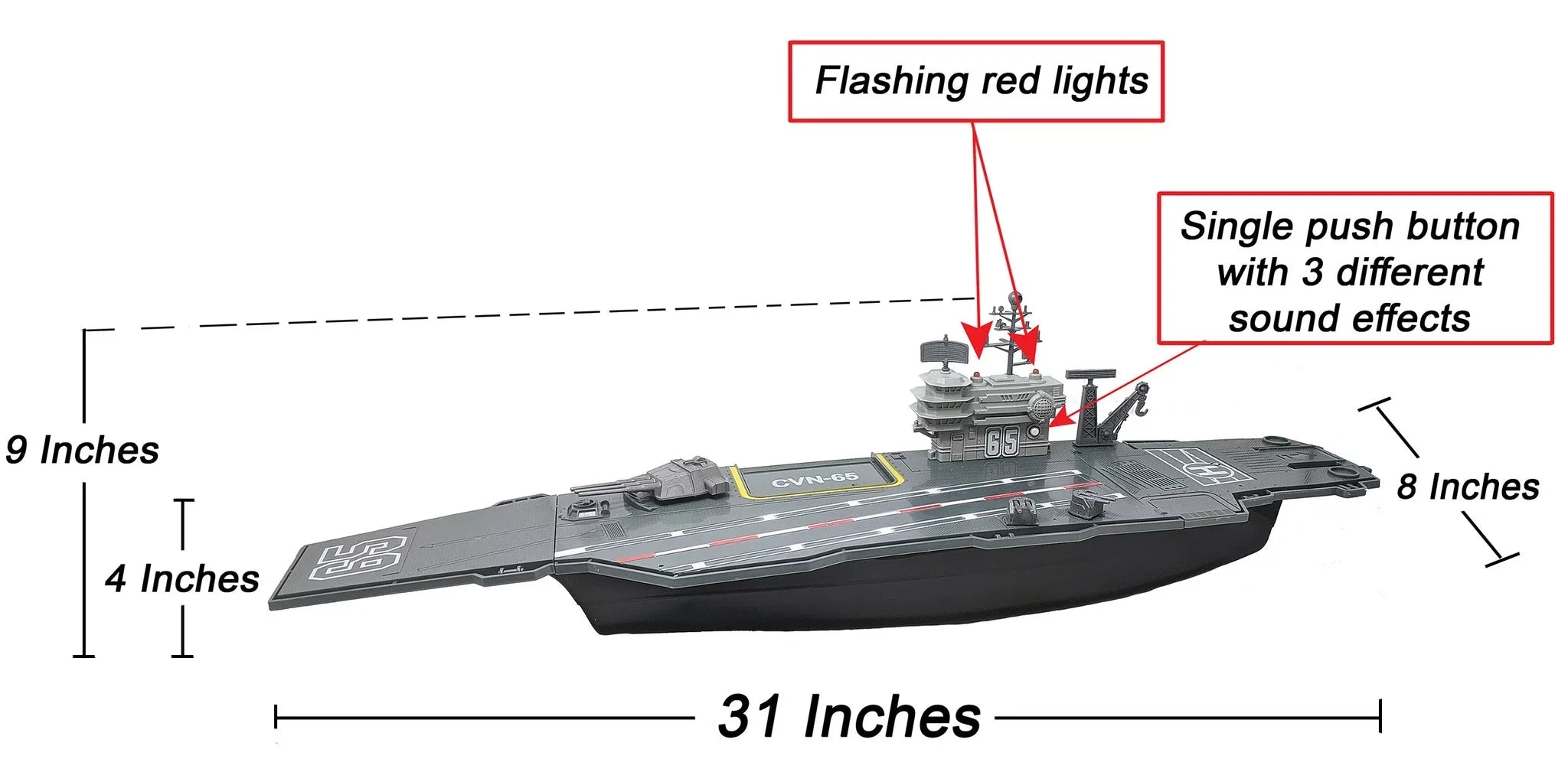 31 Inch Toy Aircraft Carrier with Sound Effects Military Vehicles and 6 Drones